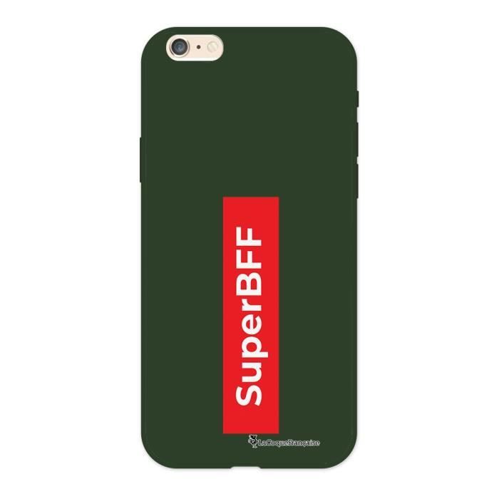 Coque iPhone 6/6S Silicone Liquide Douce vert kaki SuperBFF Ecriture Tendance et Design La Coque Francaise