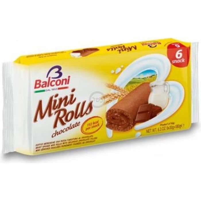 Biscuits mini rolls chocolat Balconi x6 - 180g