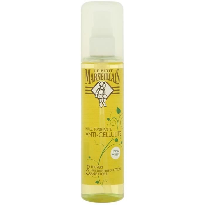 LOT DE 5 - LE PETIT MARSEILLAIS : Huile tonifiante anti-cellulite Thé vert Citron Anis 150ml