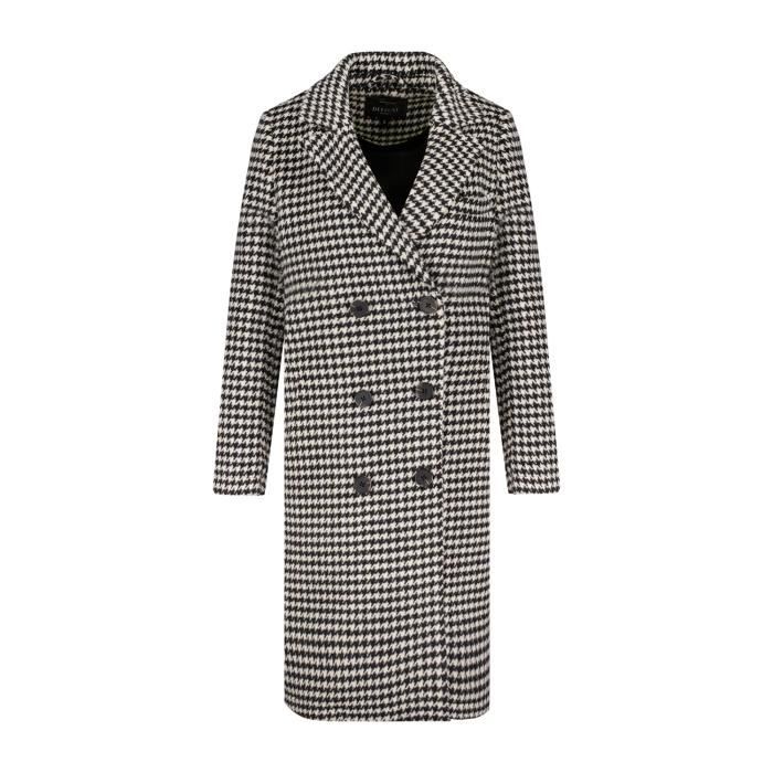 DEELUXE Manteau long motif pied de poule SERENA Black And White Check