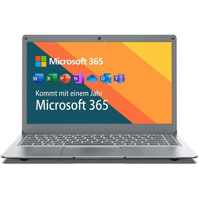 Jumper 13,3 Pouces Ordinateur Portable, Microsoft Office 365, 4Go RAM 64Go eMMC(1To Extensible), Intel Celeron N3350 Laptop, Windows