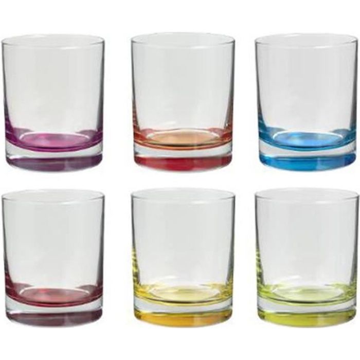 Lot de 6 Verres à Eau -Colori- 9cm Multicolore