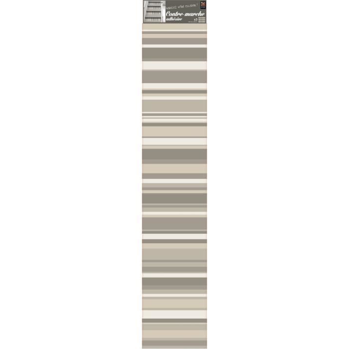 PLAGE Sticker Contremarche adhésive- Rayures beiges100 x 19 cm