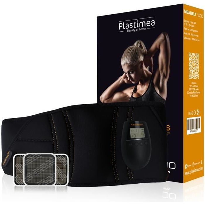 Ceinture d'électrostimulation MEABELT 1000 - Musculation abdominale - Technologie EMS - 18 niveaux PLASTIMEA