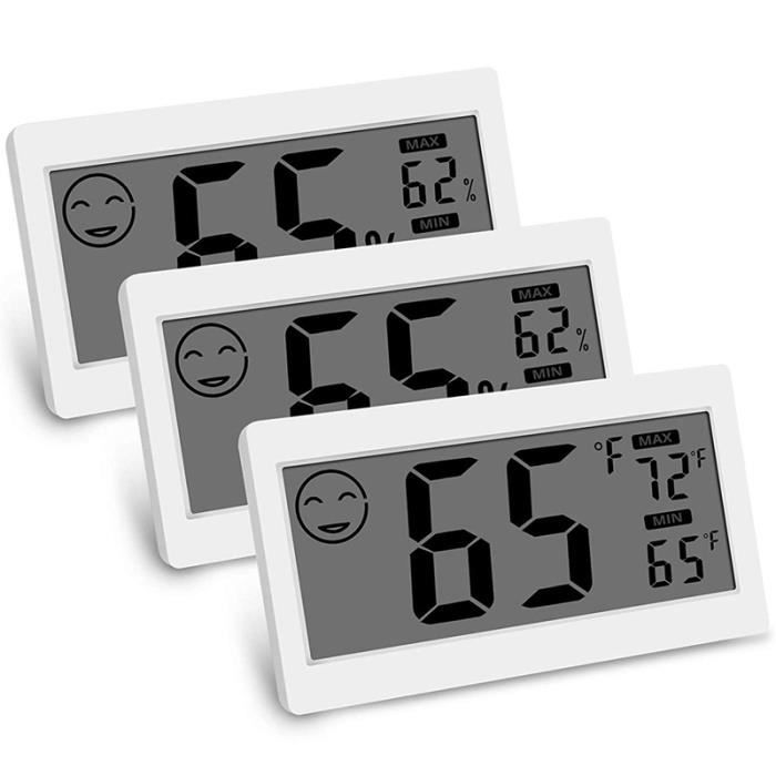 Digital Thermomètre Hygromètre Intérieur Moniteur De Température Ambiante Humidité Jauge avec Grand Écran Support Tenture Murale