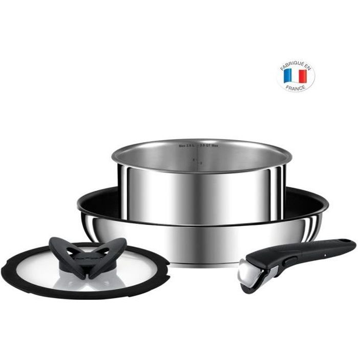 TEFAL L9409032 Ingenio Preference Set de 4 pièces, Induction, Fabrication française (sauf casserole), Inox
