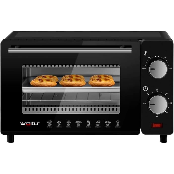 WOLTU Mini Four electrique 12 LITRES 800W,avec Plaque de Cuisson Minuterie 0-250 °C,NOIR