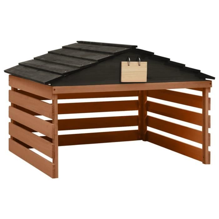 Garage de tondeuse à gazon robotique Noir/marron 78x74x54cm WPC