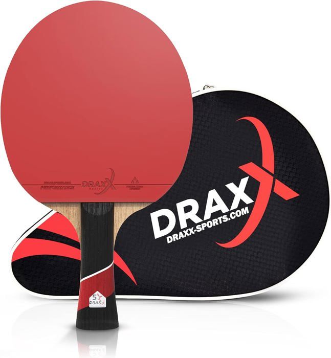 Raquette de Ping-Pong DRAXX Carbon Grade 5 étoiles, intermédiaire confirmé Professionnel, Housse de Protection renforcée