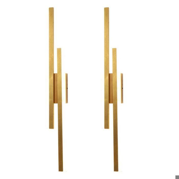 WOTTES Applique Murale Intérieure LED Créative Longue Parallèle Lampe Moderne Lumière Chaude Acrylique Luminaire Or 2pcs Salon