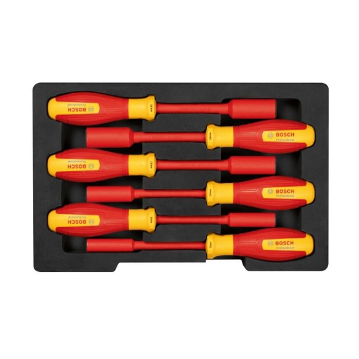 Set 6 clés à douille VDE BOSCH Professional 1600A02NF3 7 à 14 mm en coffret Isolés 1000 V testés 10 000 V