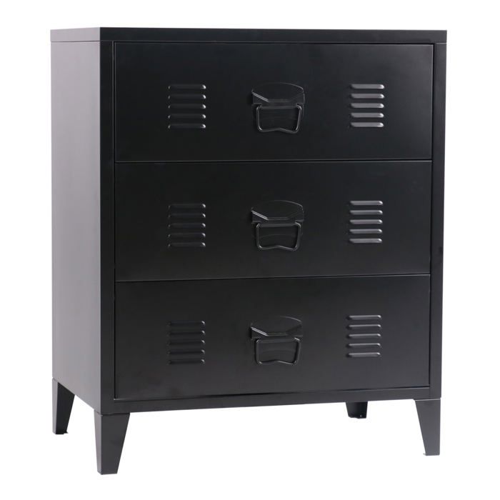 Commode - en.casa - Métallique - 3 tiroirs - Style industriel - Noir Commode - en.casa - Métallique - 3 tiroirs - Style industriel - Noir