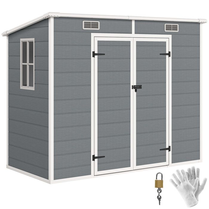 Abri de jardin 254 m&sup2; avec fondation aluminium et pp gris