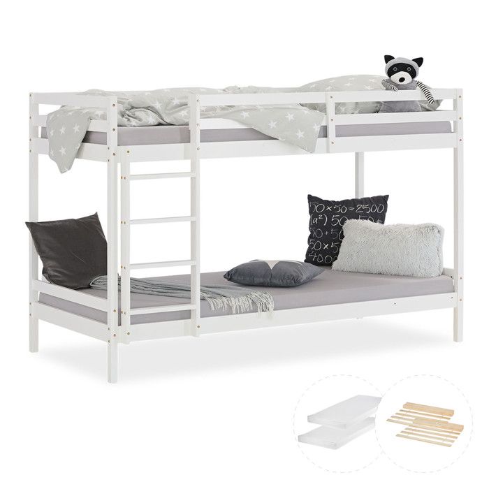 Lit superposé avec matelas Lit superposé double 90 x 200 cm Lit mezzanine Lit superposé Lit denfant