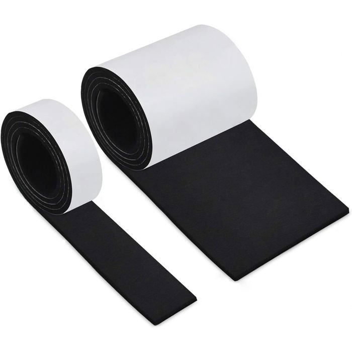 Patin feutre autocollant - AIMOONSA - 2 rouleaux 100x10cm + 100x2cm - Noir - 4 mm - Antidérapant adhésif