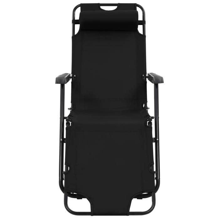 Chaises longues pliables Lot de 2 - Transats Piscine - avec repose-pied Acier Noirtop vente572333753