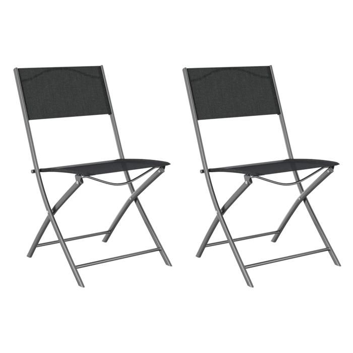 Chaises dextérieur pliables 2 PCS - Noir Acier et textilène C422