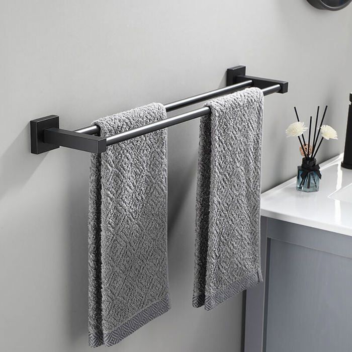 Porte-Serviette Salle de Bain Barres Porte Serviettes Mural(Noir 50cm)