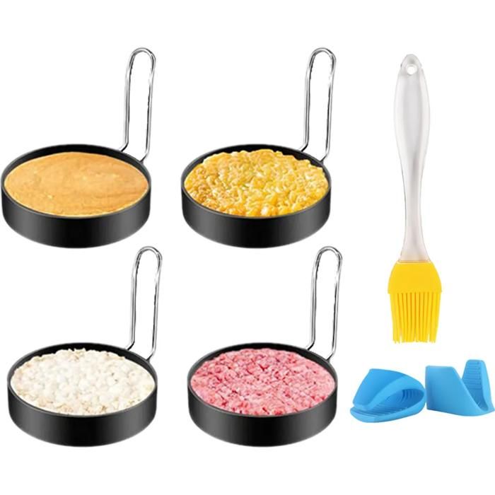 Lot de 4 anneaux pour oeufs en acier inoxydable, anneau pour oeufs