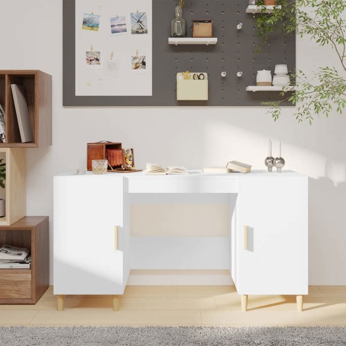 SOLO - Bureau(rectangle) - JILLES - Bureau Gaming Blanc 140x50x75 cm - bois dingénierie FT8386698