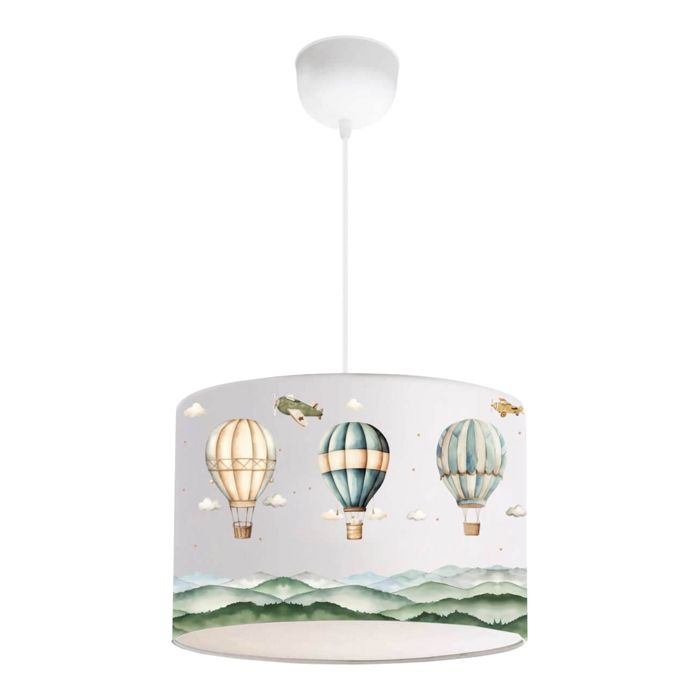 Suspension Rugby pour enfant E27 70 cm motif de montgolfière blanc _x000D_ Suspension Rugby pour enfant E27 70 cm motif de montgolfière blanc _x000D_