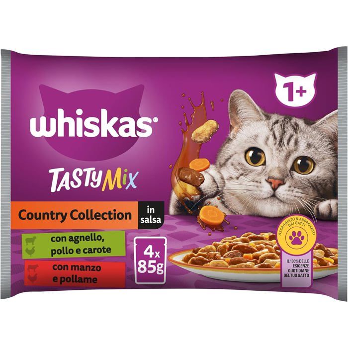 Nourriture humide pour chat adulte - WHISKAS - Tasty Mix - 13x85g - Saveurs variées - Testé par les chats