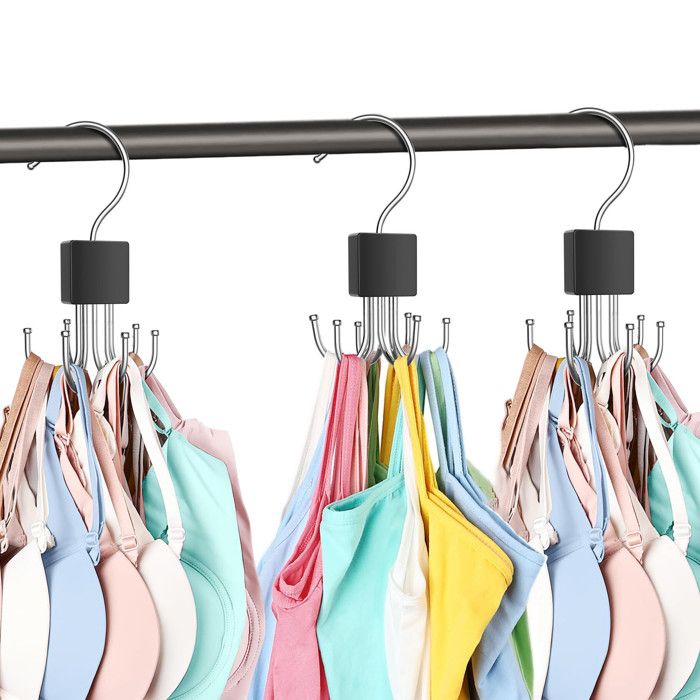 Lot de 3 cintres pour débardeurs capacité 54 pièces organisateur rotatif 360° gain de place pour tops et foulards