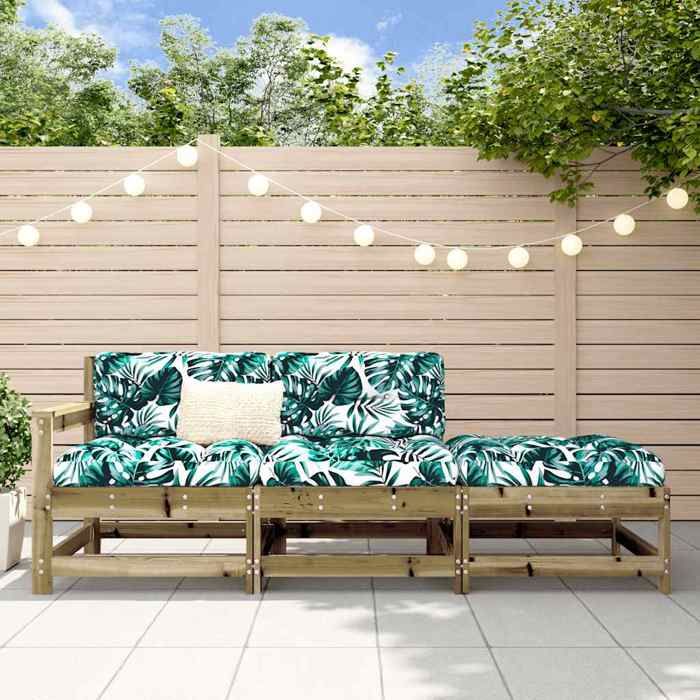 Salon de jardin en bois - vidaXL - Bois de pin imprégné - Design modulaire - Coussins moelleux - Brun
