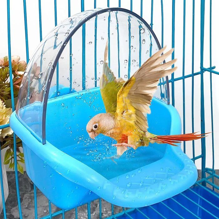 Meilleurs prix pour Boîte de bain pour oiseaux jouet baignoire suspendu pour oiseaux baignoires pour perruches en cage plateau support pour