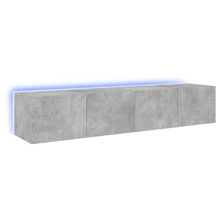 “Winter SaleTOP Armoire TV classique Gris - Meubles TV muraux et lumières LED 2pcs gris béton 80x35x31cm PRO36910