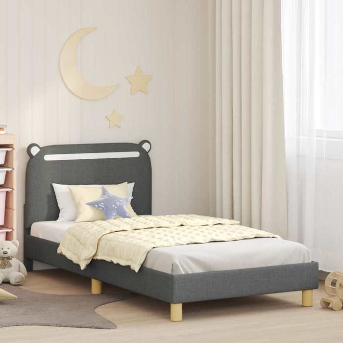Structure de lit pour enfants - UU - Gris foncé - 200x94x84 cm - Lit long 90x200 cm - Bois dingénierie