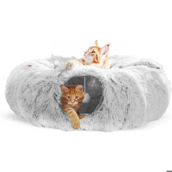 Comparer les prix de Tunnel pour Chat - KZQ - Tunnel Rond avec Coussin - Peluche Douce - Intérieur - Extensible