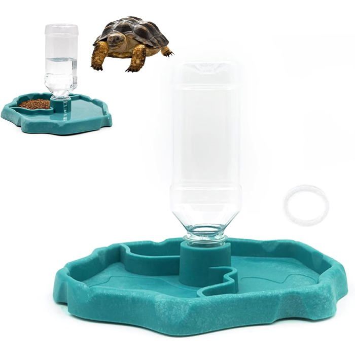 Distributeur dEau Automatique pour Reptiles NW-28 Grand Modèle 195x215mm Base Bleu Lac avec Bouteille pour Tortue et Lézard 1Pcs