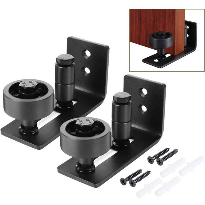 2 Pièces Multifunctional Guide de Plancher Bas de Porte de Grange Rouleau Réglable Guide au Sol pour Portes Coulissantes