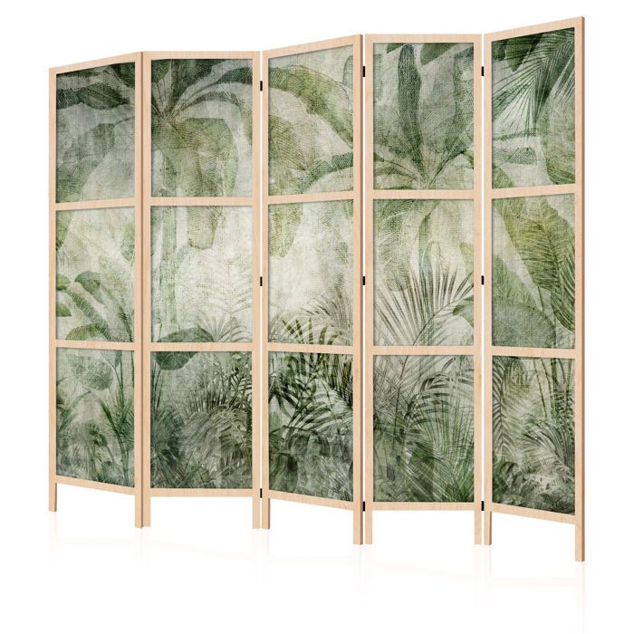 Paravent intérieur unilatéral - LumaSoul - 5-3-24-0-3d-1-2-5 - 5 pièces - 225x172 cm - Japonais Jungle 1