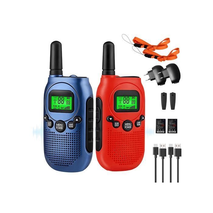 2 Pièces Talkie Walkie Enfants,Talkie Walkie Rechargeable,Exterieur Jouet pour Enfants, 22 Canaux,Cadeau pour Enfants de 3 à 12 - Jeux - Jouets
