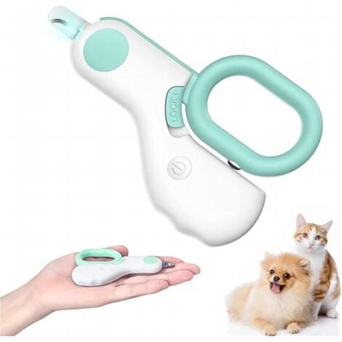 Coupe-griffes pour petits animaux avec lumière LED pour éviter de trop couper convient aux petits chiens chats chatons(Bleu)
