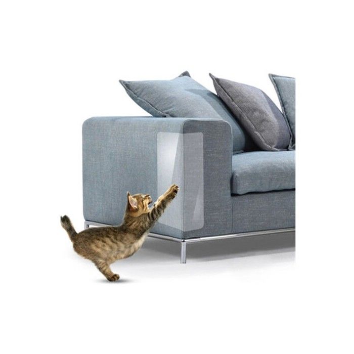 2PCS Housse de protection canapé chat autocollant transparent anti-griffe invisible (14x4 8cm)