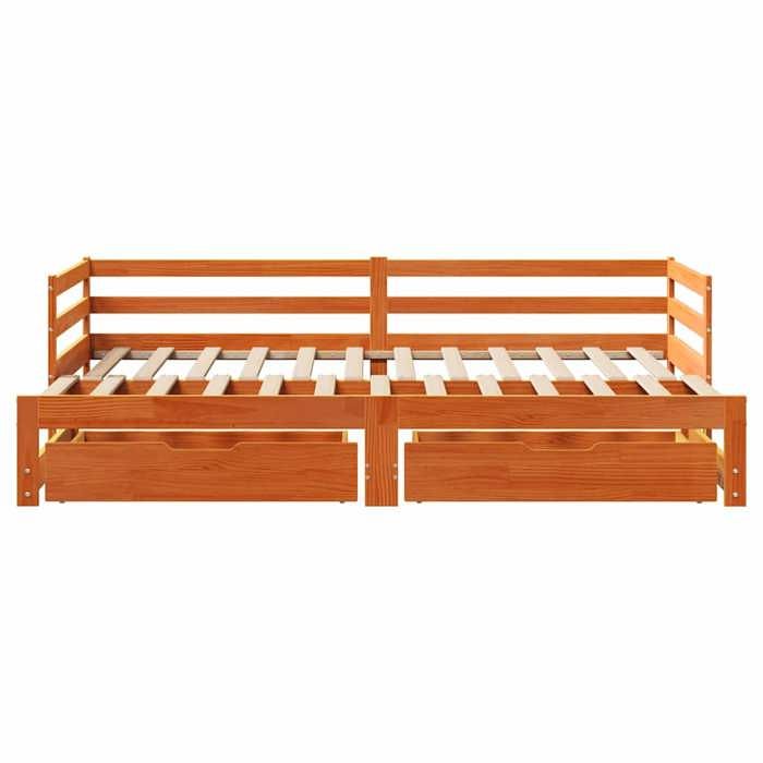 Structure de lit 90x190cm VIDAXL CHIC Lit de jour pour salon avec gigogne et tiroirs sans matelas  L5462
