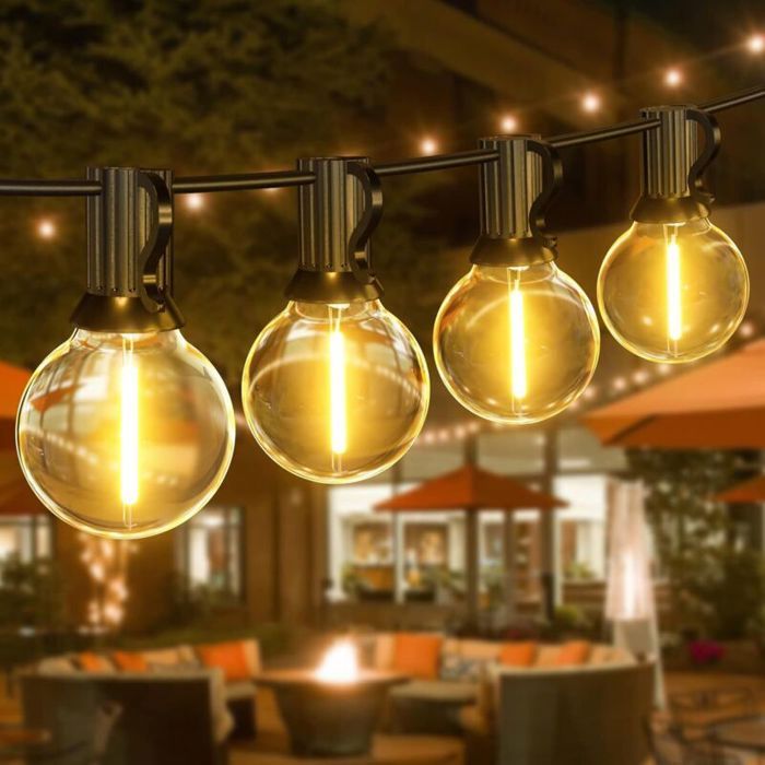 Guirlande Guinguette Extérieure 15M/50FT Guirlande Lumineuse Exterieur avec 30+1 LED Ampoules Guirlande Guinguette Imperméable E12