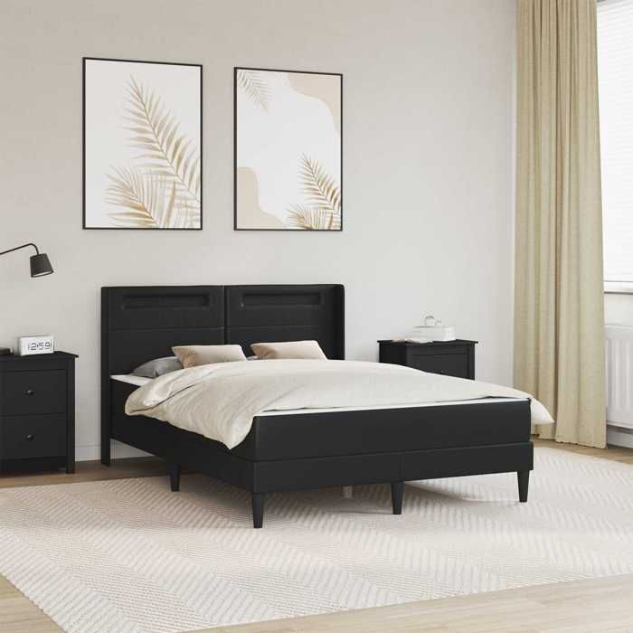 vidaXL Cadre de lit avec matelas Noir 140 x 190 cm Simili cuir 3414910
