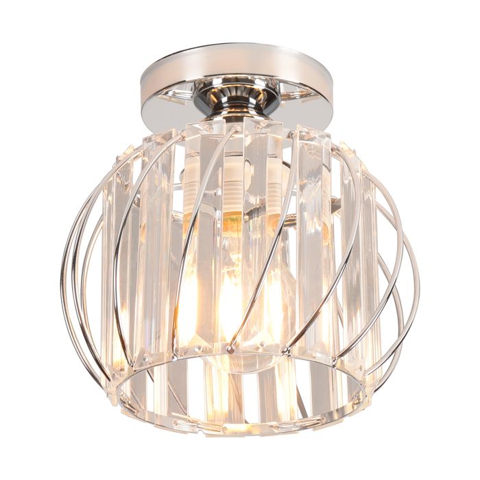 Plafonnier - SMOTOP - Ø19 cm argent cristal - E27 - Métal vintage