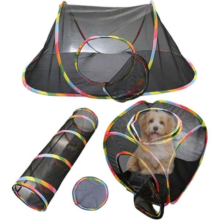 Enclos Extérieurs pour Chats - Parc Pliable avec Tunnel pour Animal De