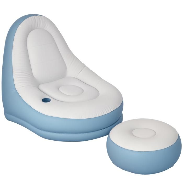 Fauteuil gonflable - 125x100x87 cm - avec repose-pieds - porte-gobelet intégré - PVC résistant