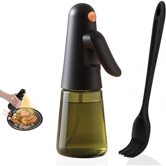Vaporisateur dhuile de cuisine - Capacité 200 ml - Design anti-fuite à 360° - Buse avancée pour brume fine