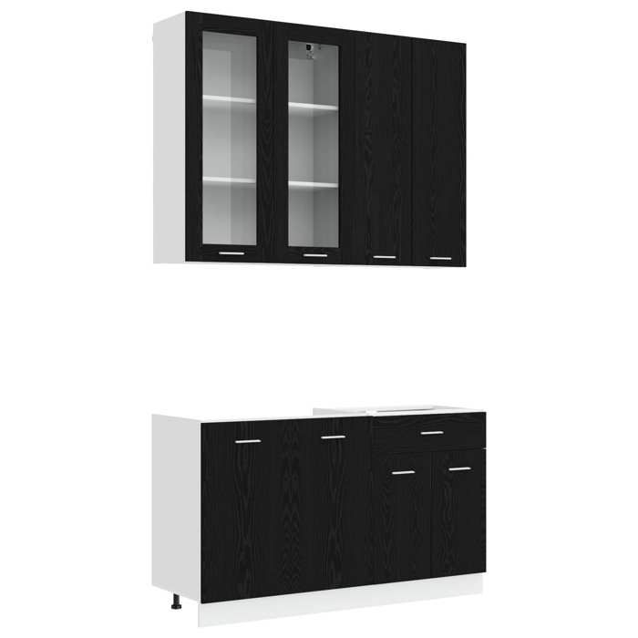 vidaXL Unité de cuisine LYON 4 pc Chêne noir Bois dingénierie 3438364