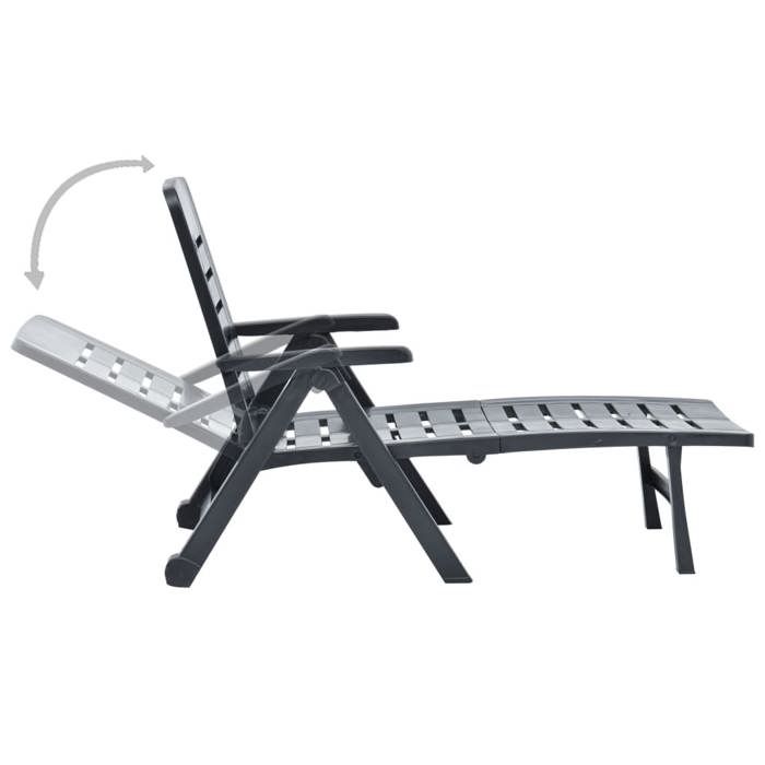Chaise longue pliable Plastique Anthracite_2 ans garantie_86681