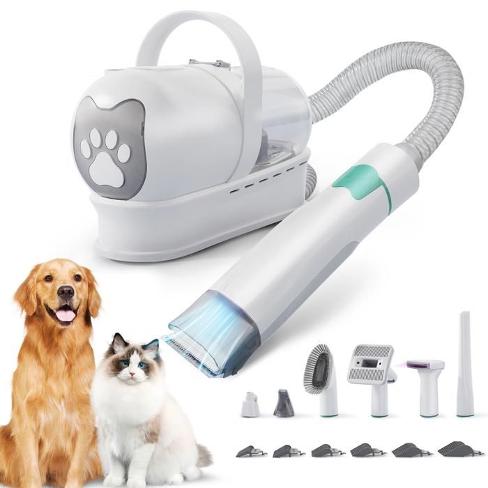 Aspirateur Animal 7-en-1-400W-13000Pa-6 Peignes 3-24mm & Meuleuse Ongles-1L & 69dB