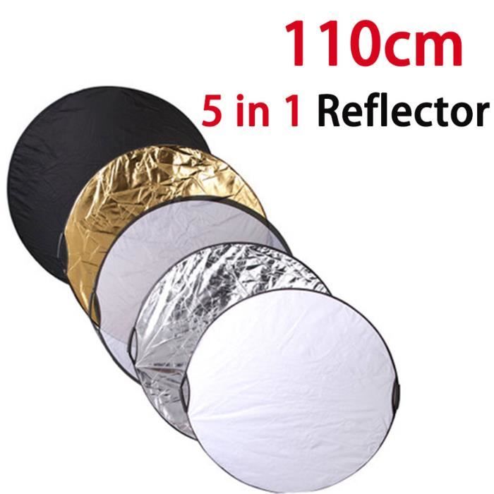 A-Réflecteur de photographie rond pliable Portable 5 en 1, 110cm, multi-poche, diffuseur de lumière pour Stud