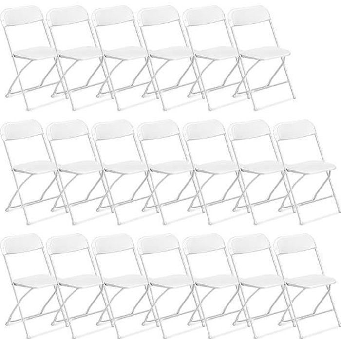 Lot de 10 chaises pliantes en plastique blanc, sièges empilables